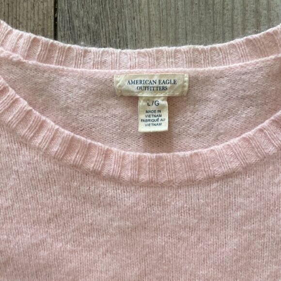 AMERICAN EAGLE LARGE Pink Wool Crew Neck Sweater - Picture 3 of 5
